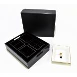 GIORGIO ARMANI; a black plastic cosmetics tray for perfume and jewellery, 30 x 25cm, boxed and