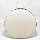 AMERICAN TOURISTER; a 1950s Tri-Taper round cream vintage suitcase/luggage bag, 50 x 50cm.Additional