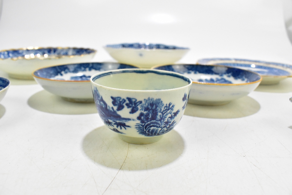 CAUGHLEY; three blue and white printed bowls, each decorated in a variation of the Willow pattern, - Image 10 of 12