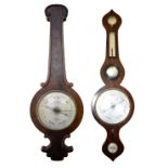 J WILLIAMS OF CARMARTHEN; a rosewood cased wheel barometer, thermometer and hygrometer with silvered