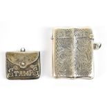 CRISFORD & NORRIS; an Edward VII hallmarked silver single stamp box inscribed 'Stamps' with