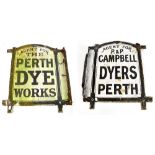 Two advertising enamel signs 'Agent for P & P Campbell Dyers Per', 55 x 44cm (2).Additional