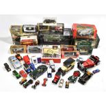 A mixed group of boxed and loose model cars and vehicles including Auto Art 1:18 scale Jaguar C