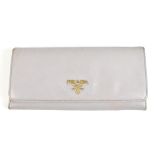 PRADA; a heather epi leather purse wallet with ten credit card divides, zip inner pocket and gold