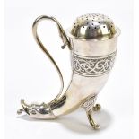 EDMUND JOHNSON LTD; an Edward VII hallmarked silver cornucopia sugar caster with mythical bird