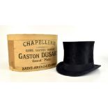 GASTON DUSART; a boxed gentleman's silk top hat, fitted in original cardboard box, internal aperture