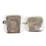 WILLIAM HAIR HASELER; an Edward VII hallmarked silver vesta case with engraved initials 'WH', 4.5
