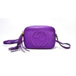 GUCCI; a purple natural grained leather 'Soho' disco crossbody bag with shoulder adjustable strap,