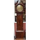 HILL OF SHEFFIELD; an 18th century eight day longcase clock, the circular brass dial with Arabic and