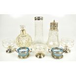 JAMES DEAKIN & SONS; a late Victorian glass scent bottle with hallmarked silver collar, Sheffield