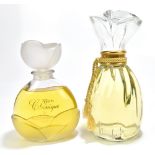 NICOLE MILLER; a giant heavy glass vintage display dummy perfume factice decorated with rope,