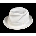 HERMÈS; a white cloth lady's trilby-style summer hat, size 57.Additional InformationOverall,