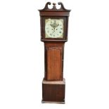 GASKELL OF KNUTSFORD; a late 18th/early 19th century oak cased eight day longcase clock, the painted