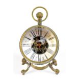 ROAMER; a Swiss spherical brass mounted desk clock on stand, diameter approx 5.5cm.Additional