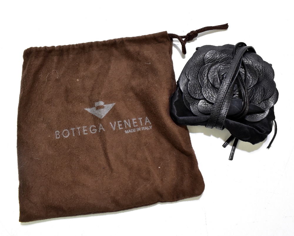 BOTTEGA VENETA; a black leather and satin shoulder bag with leather rose, serial no.108339084, 14 - Image 6 of 6