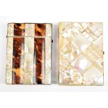 A late 19th century tortoiseshell and mother of pearl card case of rectangular form, 10.5 x 8cm,
