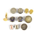 Ten assorted 19th century and later cufflinks, some with white metal mounts including one set with a