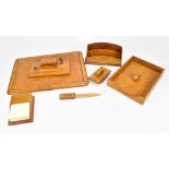 GIGLIODORO ITALY; a large circa 2000 tan leather gold decorated desk/organiser set, including a