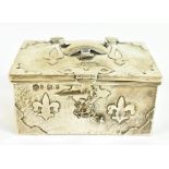 JOHN ROUND & SONS; a Edward VII hallmarked silver Arts and Crafts casket of rectangular form with