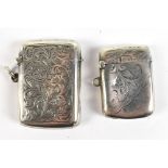 SMITH & BARTLAM; an Edward VII hallmarked silver vesta case with vacant shield shaped cartouche