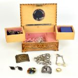 A small collection of assorted silver and costume jewellery to include a pair of Art Deco