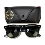 RAY-BANS; a pair of black sunglasses with original case and box, size S.Additional InformationThe