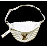 LOUIS VUITTON; a circa 2019 New Wave white calf leather bum bag/body bag with gold tone hardware,