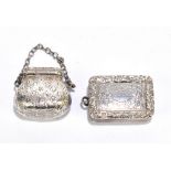 NATHANIEL MILLS; a hallmarked silver vinaigrette with cast border surrounding chased detail and