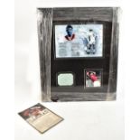 MANCHESTER UNITED INTEREST; a Duncan Edwards autograph montage, 49 x 40cm, and a United review '