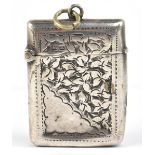 ROBERT PRINGLE; a Victorian hallmarked silver vesta case with bright cut foliate decoration, Chester