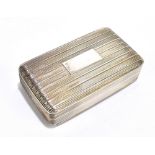 THOMAS SHAW; a George IV hallmarked silver snuff box of rectangular form with cast linear