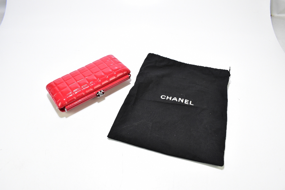 CHANEL; a square quilted kiss lock framed clutch bag in red patent leather with vermilion - Image 7 of 7