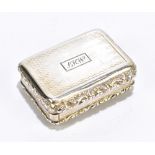 JOHN SHAW; a George III hallmarked silver vinaigrette with chased panel and a cast floral border,