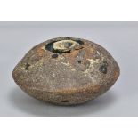 ROBERT FOURNIER (1915-2008); a stoneware pebble form with recessed turquoise rim, impressed RF mark,