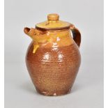 MICHAEL CARDEW (1901-1983) for Winchcombe Pottery; a slipware coffee pot with yellow top,