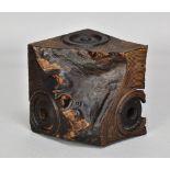 MIKE 'CHAI' SCOTT (born 1943); a scorched burr cube, incised and pierced, height 13cm. (D)Additional