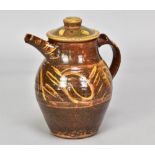 MICHAEL CARDEW (1901-1983) for Winchcombe Pottery; a slipware coffee pot with yellow brush