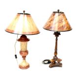 Two non-matching large decorative table lamps,