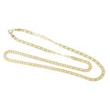 A 9ct gold flat link necklace, stamped 9kt, approx 7.3g.
