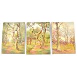 S HARRIS OXTON (British fl 1886-1930); three watercolour studies of Bidston Woods,