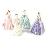 Four Coalport figurines comprising 'Midnight Masquerade', no.205/1999, height 24cm, 'Rebecca', no.