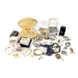 Various items of costume jewellery to include a 9ct gold fashion ring with blue synthetic stone,