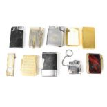 A collection of various cigarette lighters to include a Calibri Molectric with gold plated engine