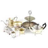 Various mixed plated ware to include two three-piece and one four-piece tea sets, cutlery,