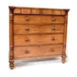 A George III Scottish mahogany chest of two short and three long drawers,