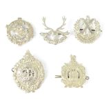 Five Scottish Infantry Rifle regimental badges, Argyle & Sutherland, Liverpool Scottish,