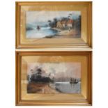 A GRAYE; a pair of early 20th century idyllic scenic watercolours,