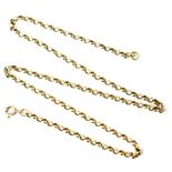 A gold belcher link necklace marked 9k, length 43cm, approx 7.7g.