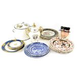 A quantity of ceramics to include decorative plates, five Masons plates,