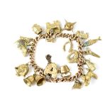 A 9ct gold charm bracelet,